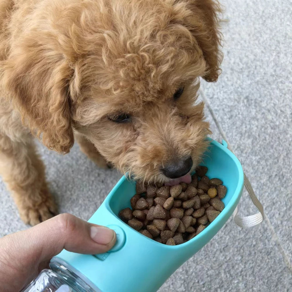 3-in-1 Dog Travel Water Bottle with Food & Waste Bag Storage