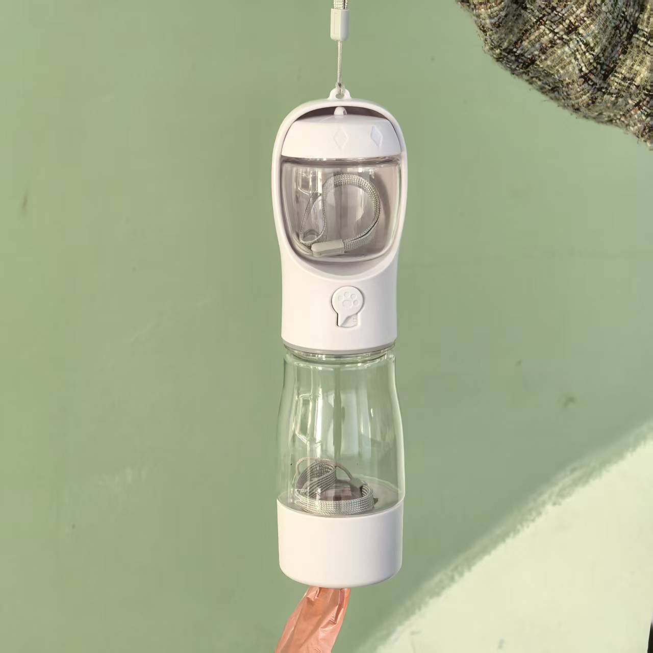 3-in-1 Dog Travel water Bottle with food Storage & Poop Bag Holder